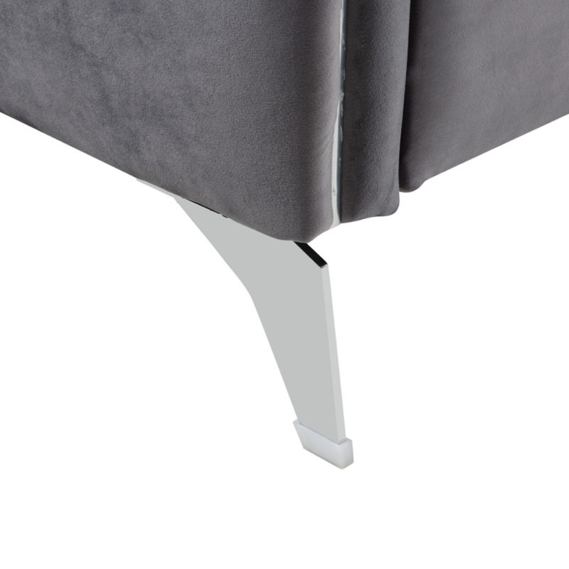 Causeuse moderne chic en velours gris Tisa, Gris