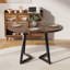47.2 Inch Round Dining Table for 4-6, Farmhouse Style with Retro Tabletop and Curved Legs, Kitchen Table with Metal Frame, for Dining Room and Family Meals-1253457188