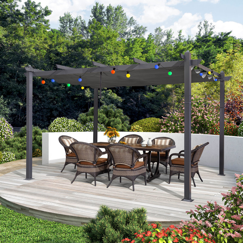 4m x 3m Metal Pergola, Grey