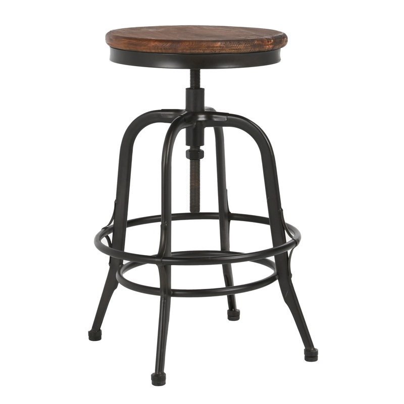 Swivel Solid Wood Adjustable Height Stool, Black