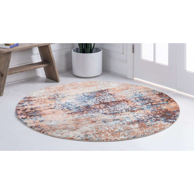 Tapis rond rond Ikat Crimson