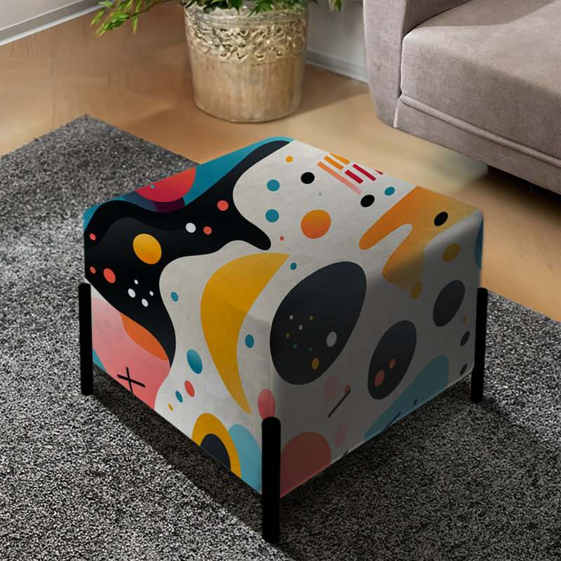 Pink And Blue 1970S Trendy Patterns - Geometric Square Ottoman