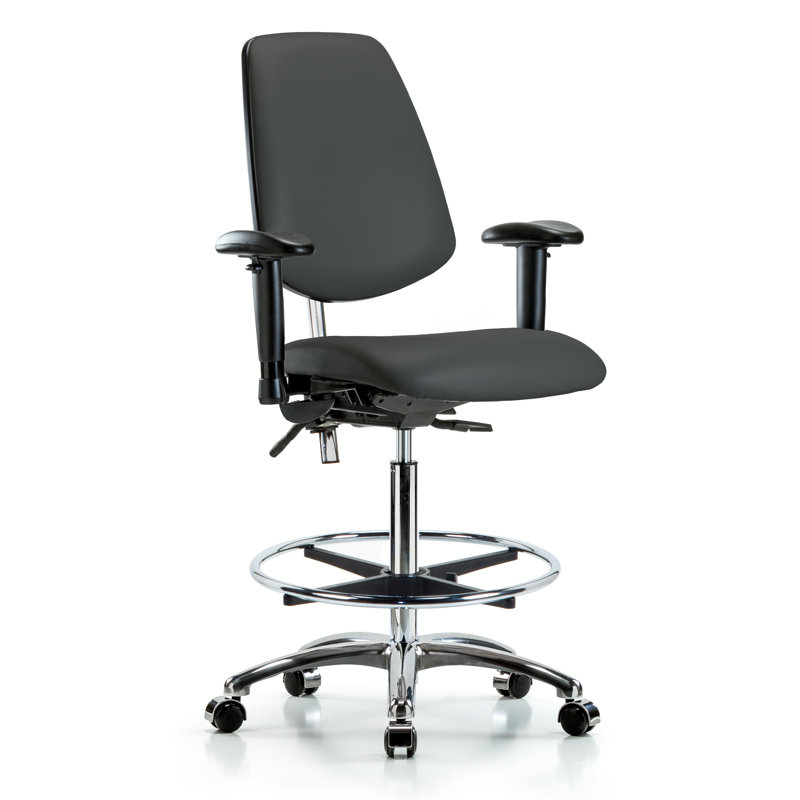 Chaise de dessinateur Makaila, Roulettes, Anthracite, Inclus