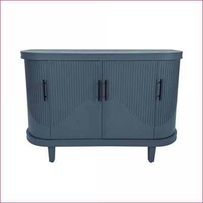 Cabinets 47.2-Inch Modern Navy Blue Storage Cabinet with 4 Doors Adjustable Shelves for Living Room Kitchen | MDF | Modern