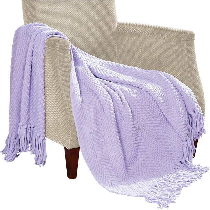 Oatmeal Knitted Lightweight Throw Blanket with Tassels