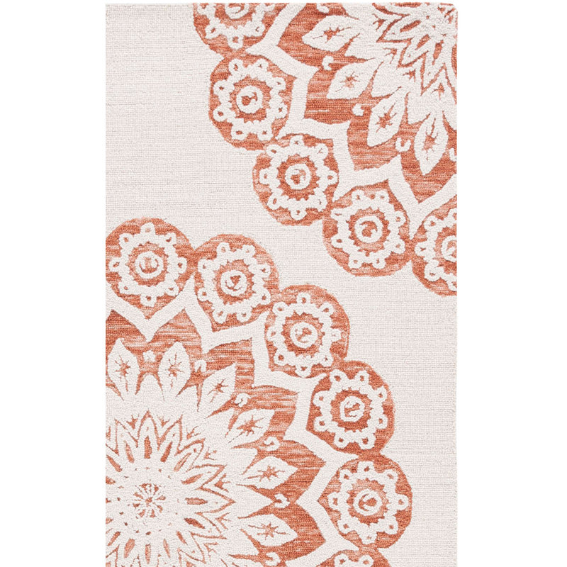 Tapis floral en laine et coton touffeté à la main Blossom, Rectangle de 5 pi x 8 pi