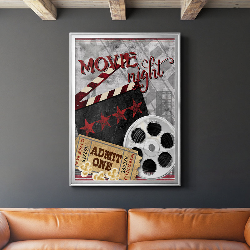 «Movie Night II», toile encadrée de qualité supérieure - prête à être accrochée, Argent, H 36,5 po x l 26,5 po x P 1 po