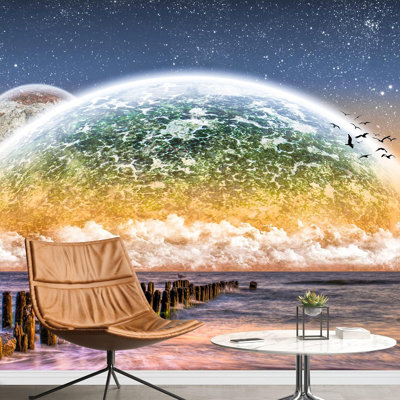 Cosmique, planète, éclipse, plage, océan, nature, photographie, paysage rustique, décoratif