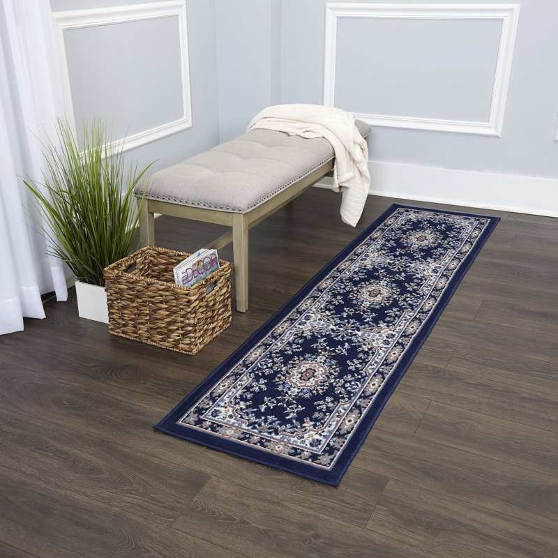 Tapis oriental bleu marine Modena, Tapis de couloir : 1 pi 9 po x 7 pi 2 po