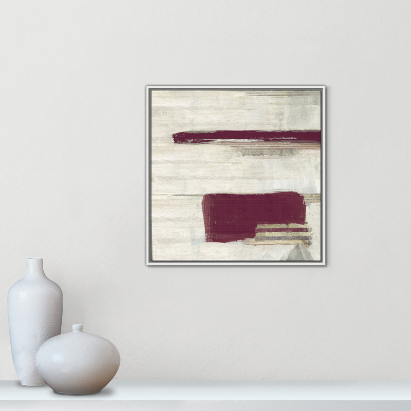 Cherry Laquer Print by Sally Swatland, Red/Cream, 25.5" H x 25.5" W, White Floater