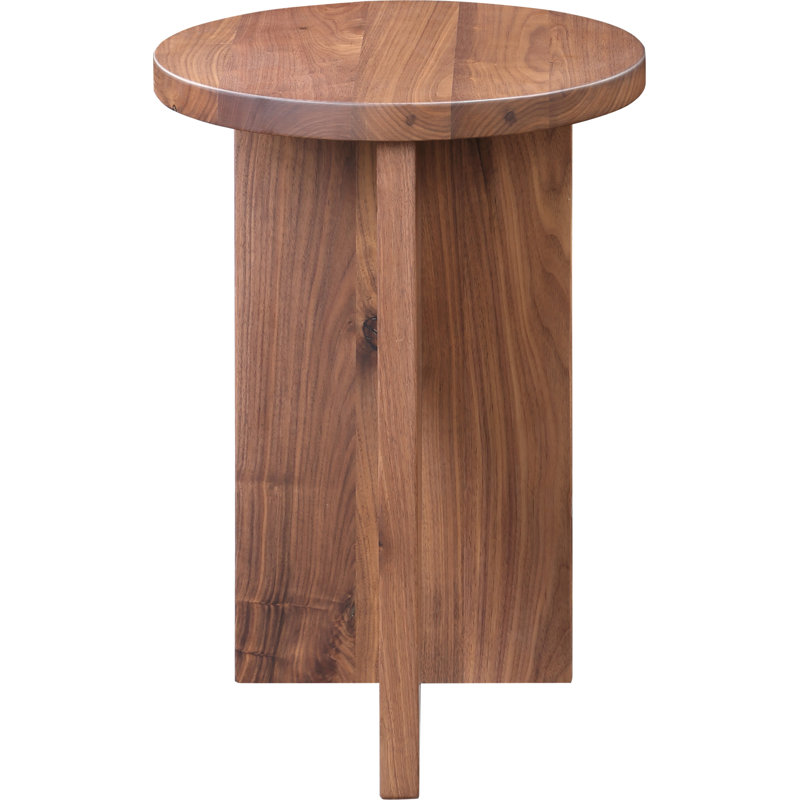Shayne Solid Wood Abstract End Table, Brown