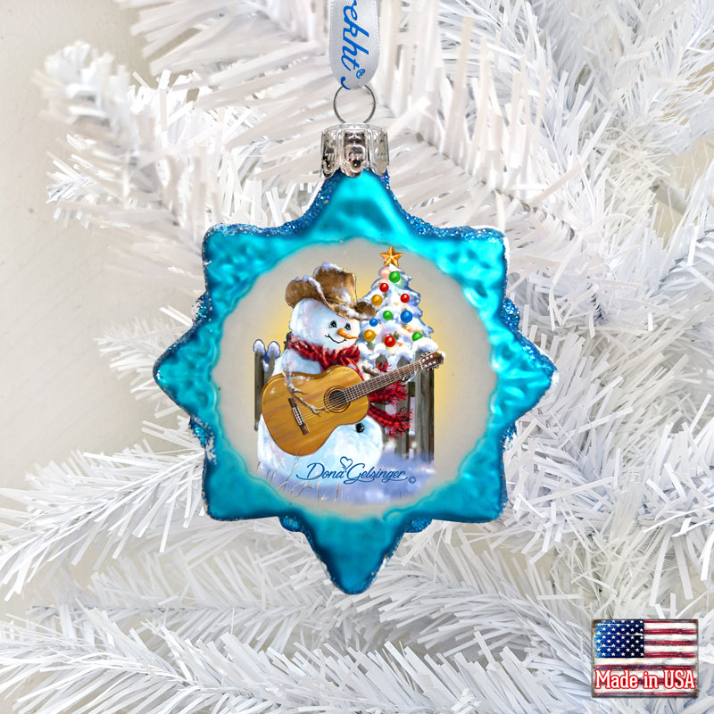 3'' Handmade Wood Holiday Shaped Ornament, Snowman