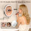 Grand miroir de maquillage mural 9 po lumineux, 5000Mah, miroir grossissant rechargeable 1X / 15X avec 3 lumières de couleur à intensité variable, bras rotatif 360 °, miroir de maquillage mural pour salle de bain