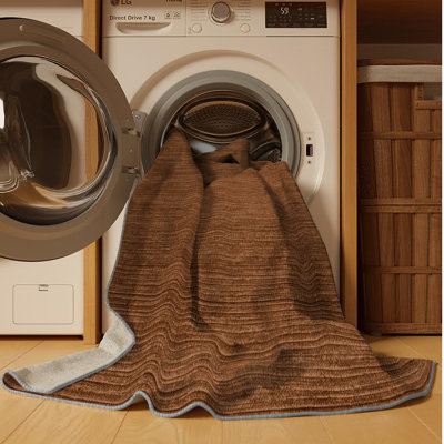Machine Washable Solid Brown Area Rug