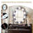 Makeup Dressing Table with Touch Switch Lighted Mirror and Cushioned Stool-1509768130