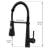 Black Kitchen Sink Faucet With Led And Pull Down , Single Handle, 360-Degree Turn, Smooth Simple Cleaning Commercial Faucet, Lever, Black, 360 Spin, Efficient