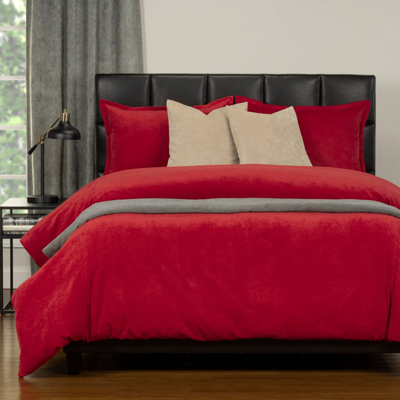 Polyester Channel Duvet Cover & Insert, King Duvet Cover + 2 Sham, Berry