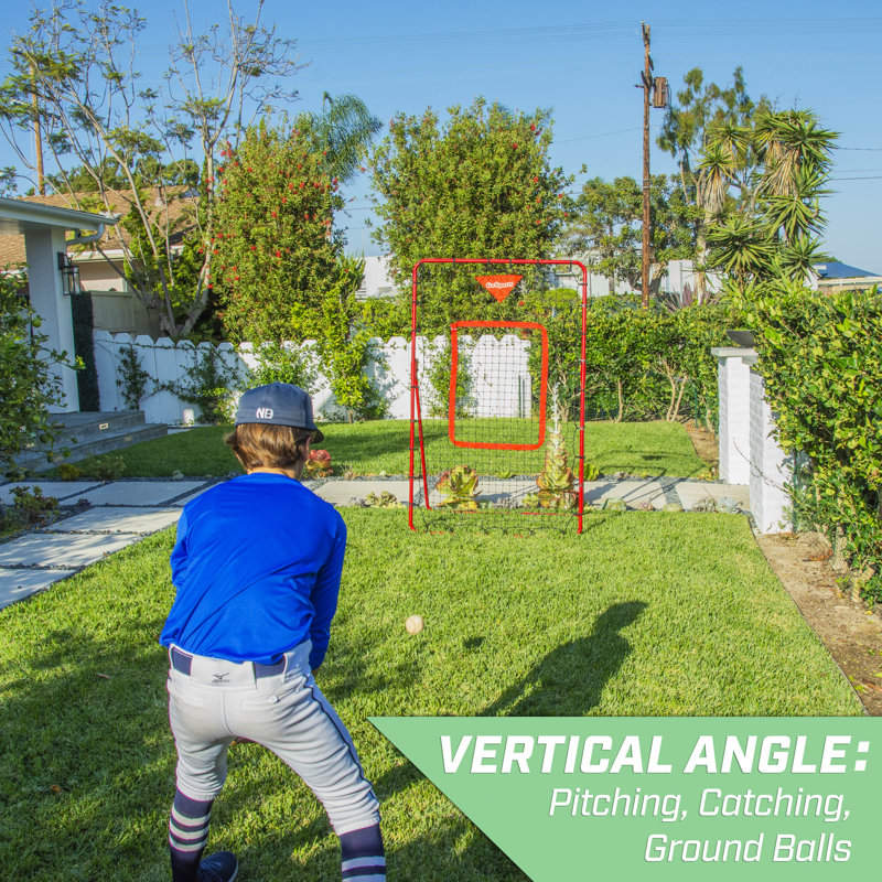 GoSports 6 pi x 3,5 pi baseball et balle molle balle et terrain de jeu rebondissant - filet à angle réglable - terrain d'entraînement, mouches à pop, lignes
