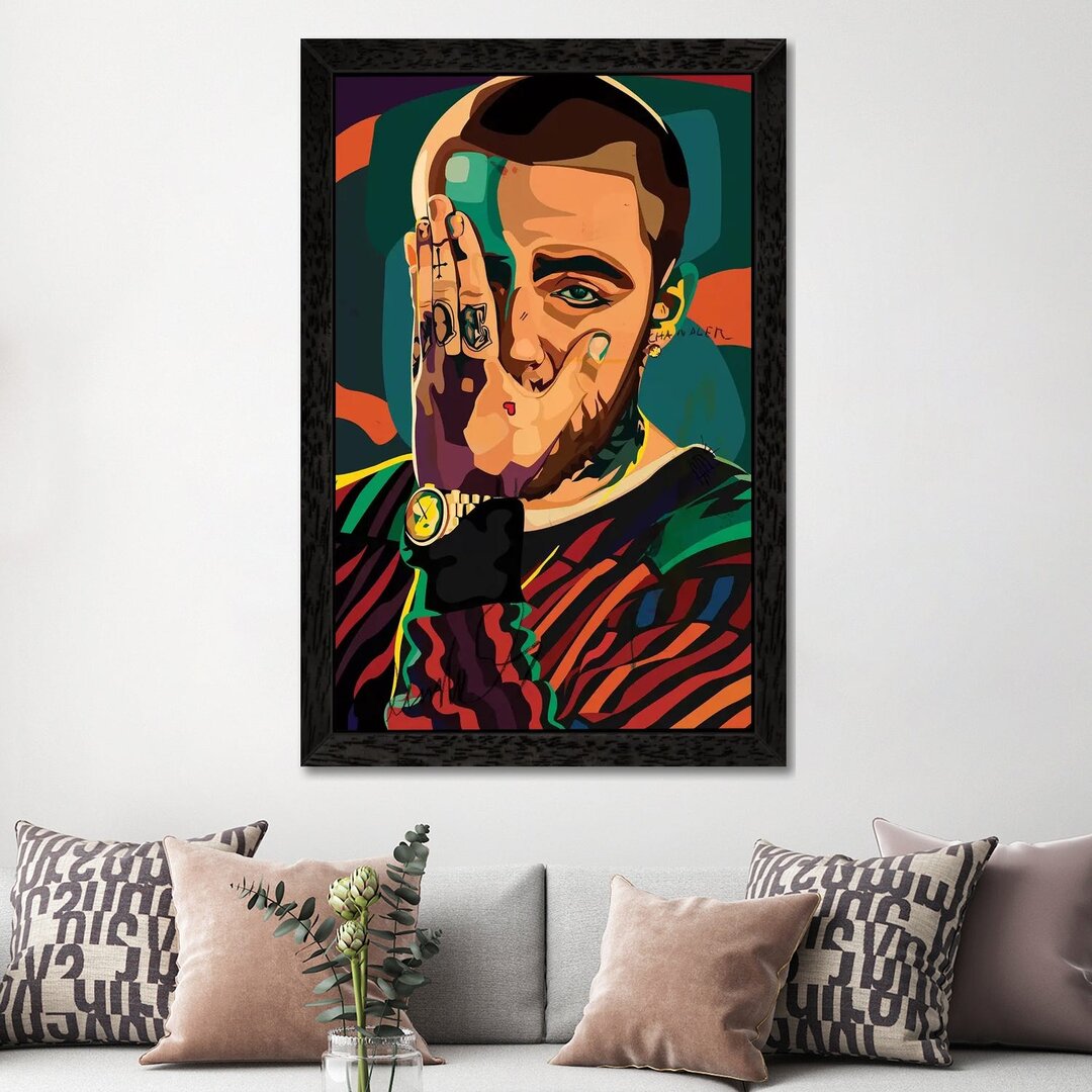 Gerahmtes Leinwandbild - Grafikdruck „Mac Miller Design” von Dai Chris Art