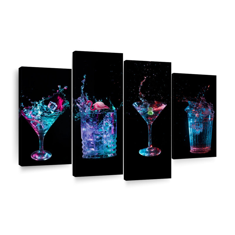 Éclaboussures de cocktail 4 pièces, H 54 po x l 84 po x P 1,25 po