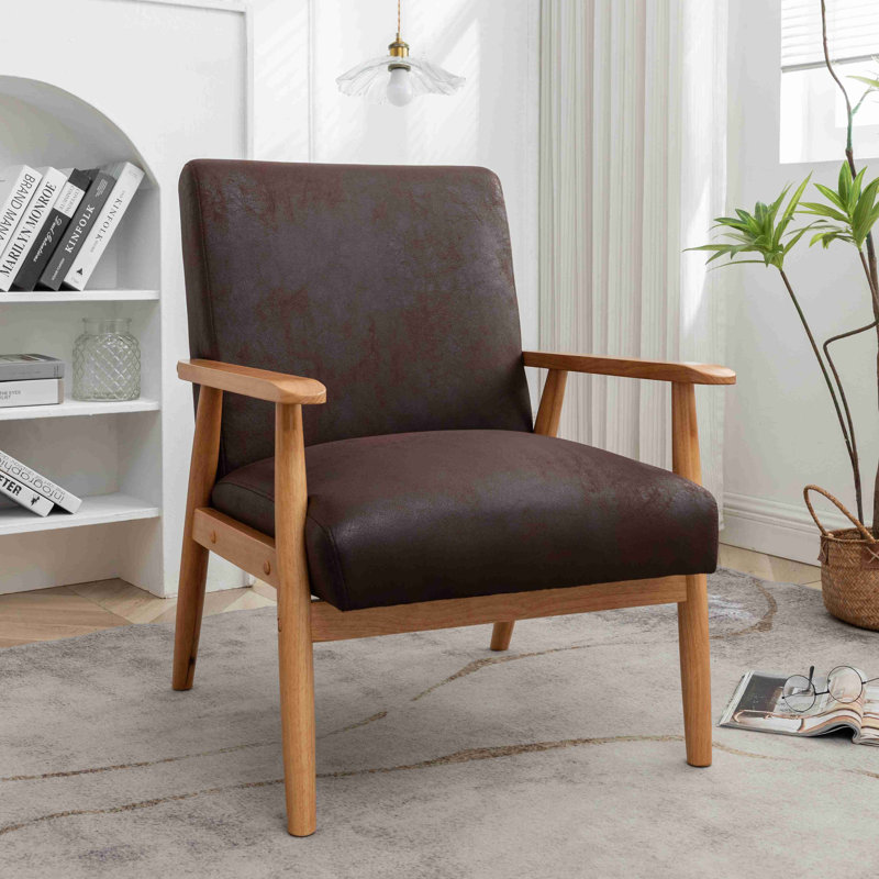 Fauteuil de style moderne Mid-Century de 25,38 po de largeur, Marron foncé