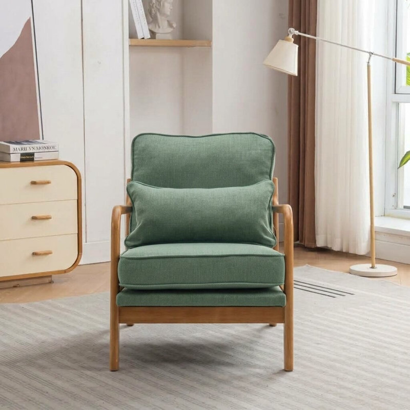 Fauteuil rembourré, Lin vert foncé