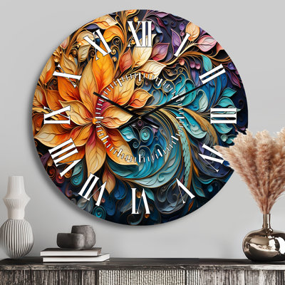 Colorful Indian Art Mystic Rangoli I - Indian Art White Face Wall Clock