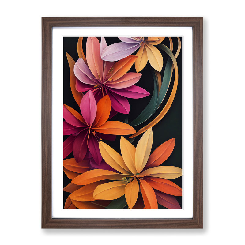 Many Flowers - Framed Print, 64cm H x 46cm W x 2cm D, Brown Framed