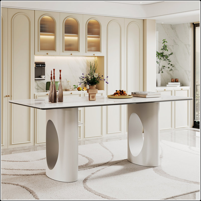 0.47" Thick Sintered Stone Composite Top Rectangular Dining Table