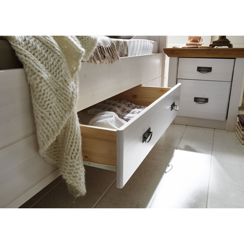 Castleford UK Super King - DE 180 X 200 Cm Solid Wood Storage Bed, 100 x 200 cm, White/Lye