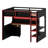 Space-Saving Loft Bed Frame with Workspace, Ambient Lights & Charging Hub-790208141
