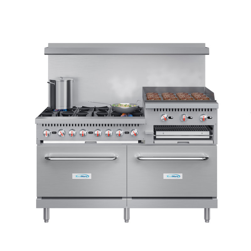 KoolMore 60'' W Double Oven Commercial Gas Range, Liquid Propane