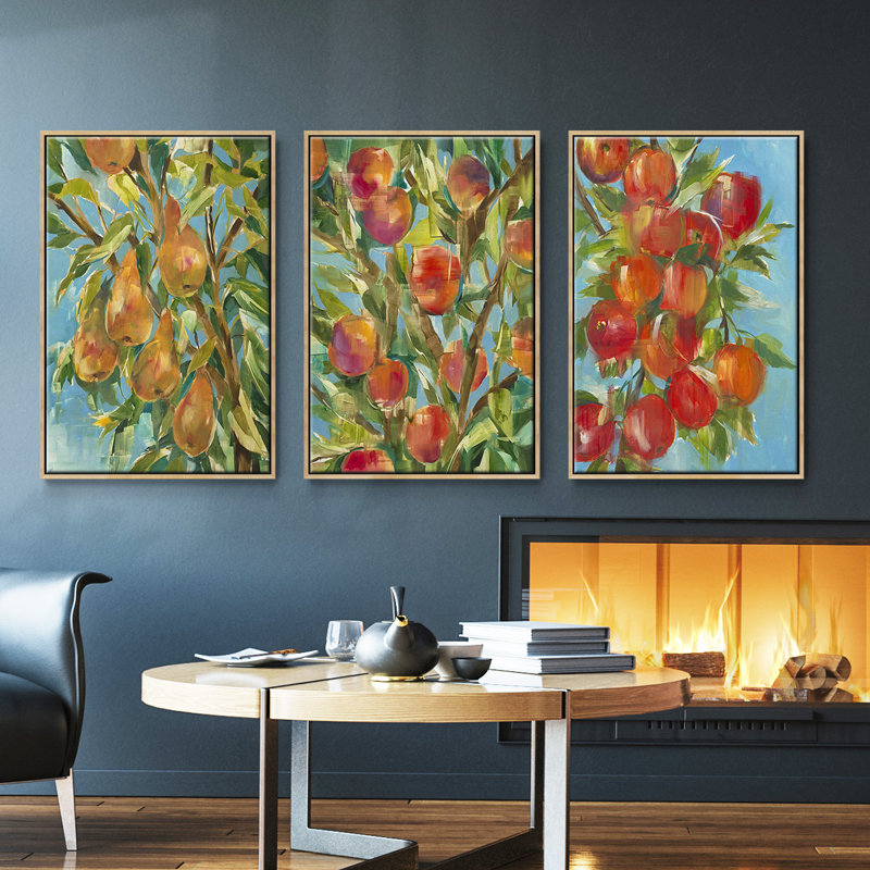 " In A Pear Tree " 3 - Pieces, Natural Wood, 27" H x 54" W
