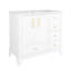 Meuble-lavabo de 35,6 po, style Mid-Century, autoportant, finition peinte, grand espace de rangement, lavabo profond, tablettes réglables, surface d'usure intégrée White Century, blanc, facile à installer