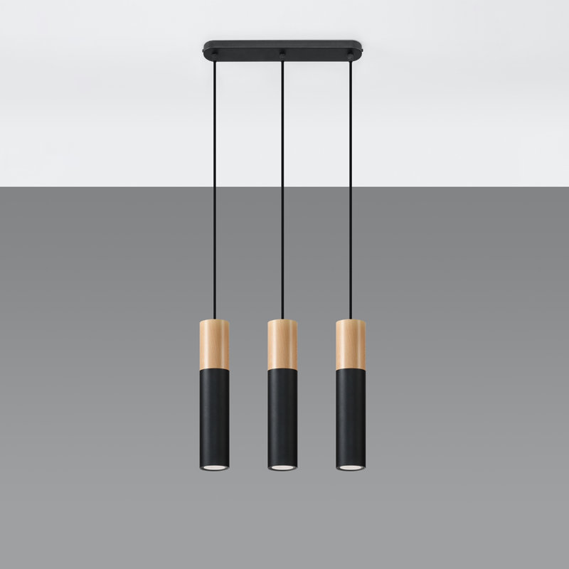 Driskell 3 - Light Kitchen Island;Cylinder;Cluster Pendant, Black