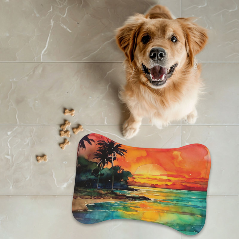 Sunset Art - 1 Piece Bone Shape Feeding Mat