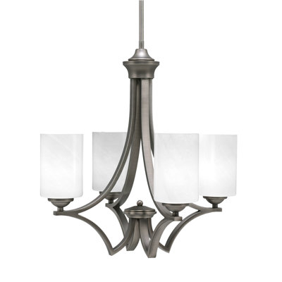 Zilo 4 Light Uplight Chandelier Shown With 4" Glass