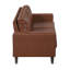 Ensemble rustique 3 pièces couleur chocolat - similicuir, cadre en bois massif et contreplaqué, mousse à ressorts ensachés, pieds apparents