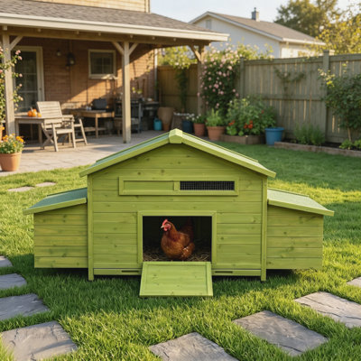 Wooden Hen House, Spacious Chicken Coop With Nesting Boxes, Lockable Doors & Ventilation