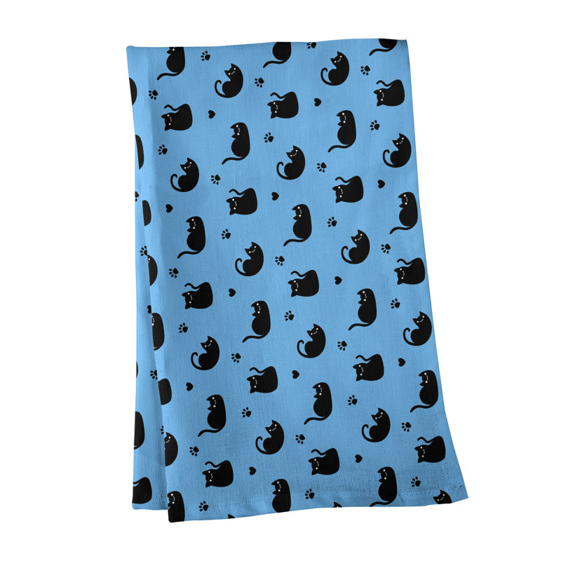 Serviette à thé à motif chat Mcguigan, Bleu, Polyester sergé