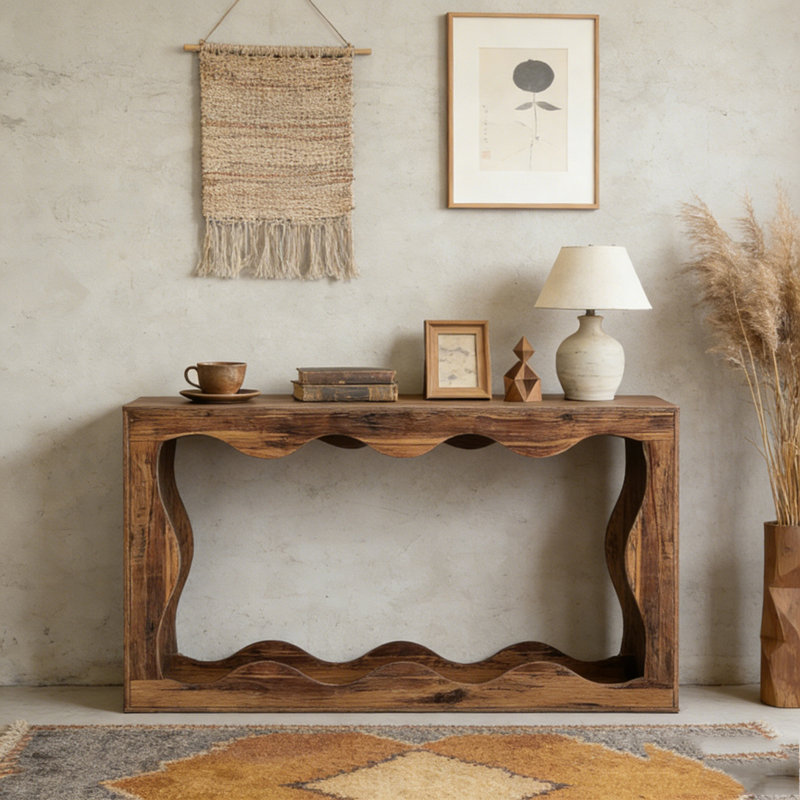 Modern Style Entryway Table, Rustic Brown