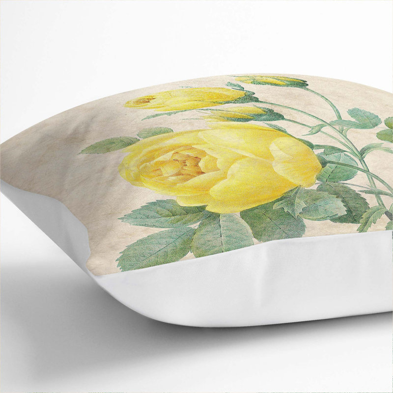 Floral Square Throw Cushion, 40cm H x 40cm W x 15cm D, White