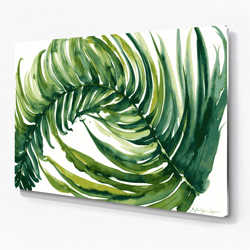 Art mural botanique en métal vert Asplenium, H 144 po x l 216 po x P 0,05 po
