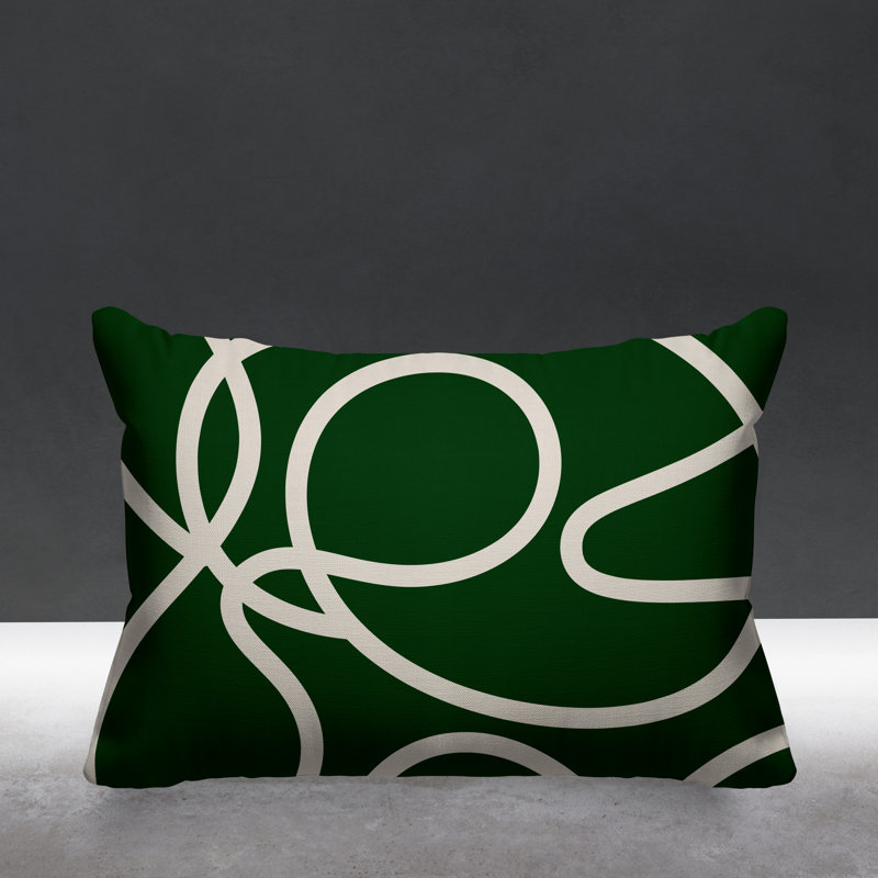 Squiggles Abstract Indoor/Outdoor Throw Pillow, Green, 19" x 19", Square
