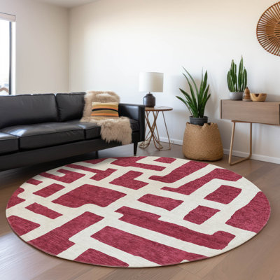 Tapis grenat Prisco lavable à la machine de qualité supérieure
