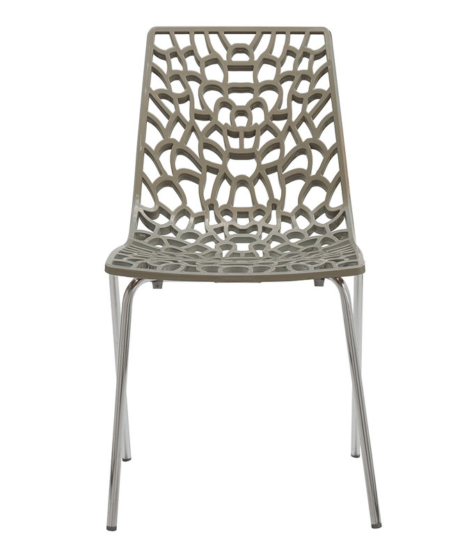 Chaise de patio empilable, Gris perle brillant