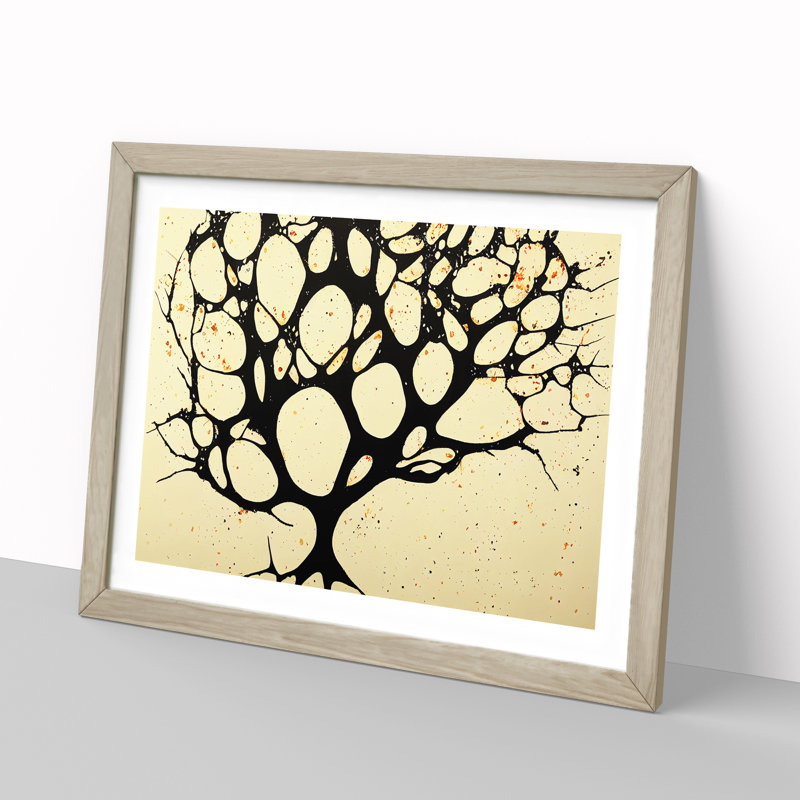 Tree Splatter Vol.2 Abstract 1 Piece Single Picture Frame Wall Art, 34cm H x 46cm W x 2cm D, Oak