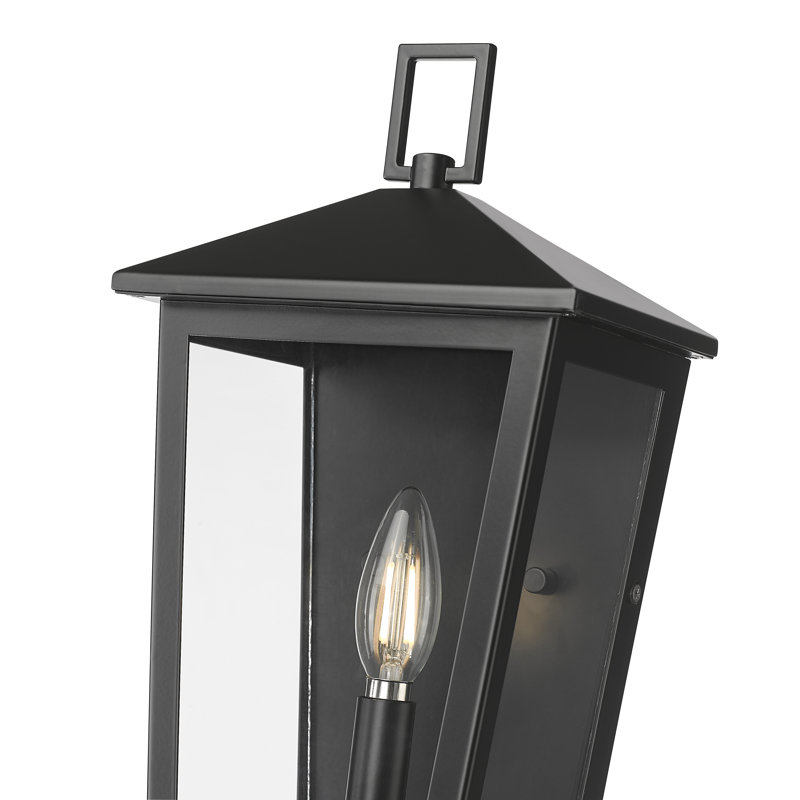 Cardona 1-Light Outdoor Wall Sconce - Powder Coated Black, 14" H x 7.5" W x 5.5" D