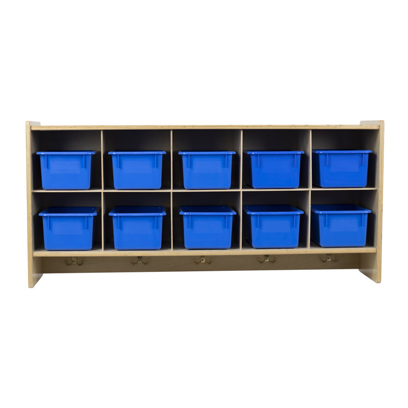 Casier en bois massif 10 compartiments, Bleu