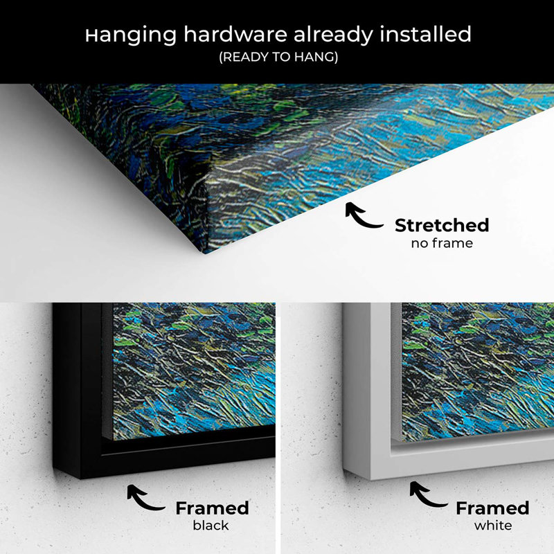 Blue Starry Night Wall Art Canvas 4631, H 12 po x l 16 po, Cadre flottant noir